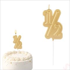 1/2 Yarım Yaş Doğum Günü Mumu, 12 cm - Altın