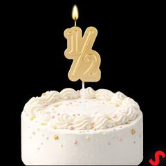 1/2 Yarım Yaş Doğum Günü Mumu, 12 cm - Altın