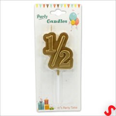 1/2 Yarım Yaş Doğum Günü Mumu, 12 cm - Altın