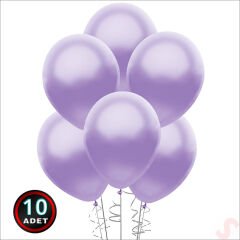 Metalik Parlak Balon, 30cm x 10 Adet - Lila