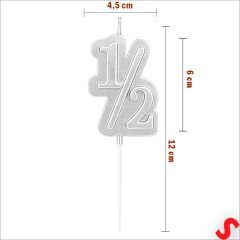 1/2 Yarım Yaş Doğum Günü Mumu, 12 cm - Gümüş