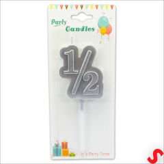1/2 Yarım Yaş Doğum Günü Mumu, 12 cm - Gümüş
