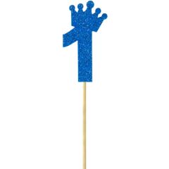 Eva Simli Rakam Pasta Süsü, 19cm x 7,5cm - 1 Adet Mavi 1
