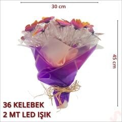 Led Işıklı Kelebek Buketi - 45cm x 30cm