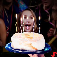 Makaron Renkli Spiral İnce Pasta Mumu 14 cm  - 6 Adet