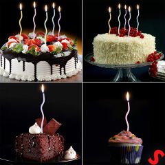 Makaron Renkli Spiral İnce Pasta Mumu 14 cm  - 6 Adet