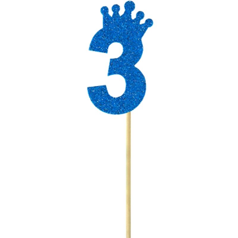 Eva Simli Rakam Pasta Süsü, 19cm x 7,5cm - 1 Adet Mavi 3