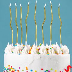 Altın Metalik Krom Renkli Spiral Pasta Mumu 14 cm - 6 Adet