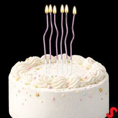 Pembe Metalik Krom Renkli Spiral Pasta Mumu 14 cm - 6 Adet