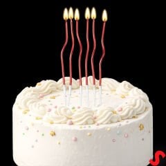 Kırmızı Metalik Krom Renkli Spiral Pasta Mumu 14 cm - 6 Adet