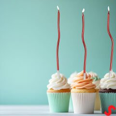 Kırmızı Metalik Krom Renkli Spiral Pasta Mumu 14 cm - 6 Adet