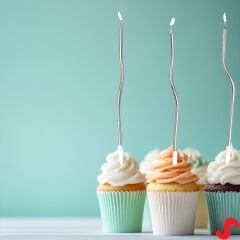 Gümüş Metalik Krom Renkli Spiral Pasta Mumu 14 cm - 6 Adet