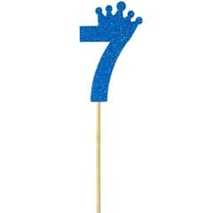 Eva Simli Rakam Pasta Süsü, 19cm x 7,5cm - 1 Adet Mavi 7