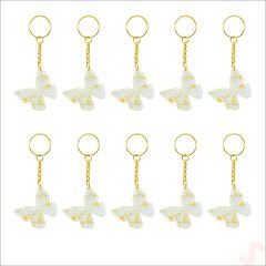 Epoksi Kelebek Anahtarlık, Altın - 10 Adet