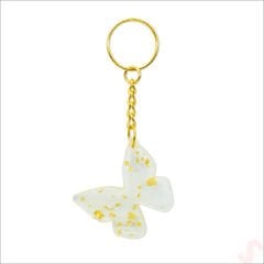 Epoksi Kelebek Anahtarlık, Altın - 10 Adet