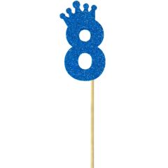 Eva Simli Rakam Pasta Süsü, 19cm x 7,5cm - 1 Adet Mavi 8