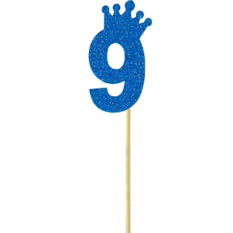 Eva Simli Rakam Pasta Süsü, 19cm x 7,5cm - 1 Adet Mavi 9