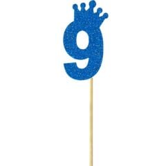 Eva Simli Rakam Pasta Süsü, 19cm x 7,5cm - 1 Adet Mavi 9