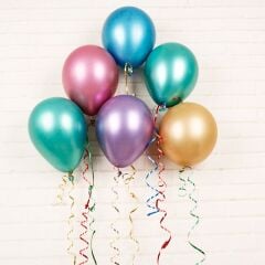 Metalik Parlak Krom Balon, 5 Adet - Çok Renkli