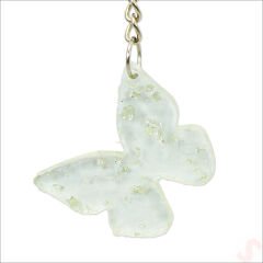 Kartlıklı Epoksi Kelebek Anahtarlık, Gümüş - 1 Adet