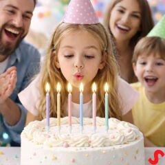 Makaron Çok Renkli İnce Uzun Pasta Mumu 19 cm - 6 Adet