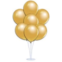 Balon Standlı, 7 Adet - Metalik Altın Balon