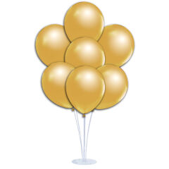 Balon Standlı, 7 Adet - Metalik Altın Balon