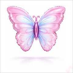 Kelebek Folyo Balon, 82 cm x 53 cm - Pembe Mavi