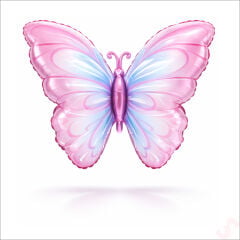 Kelebek Folyo Balon, 82 cm x 53 cm - Pembe Mavi