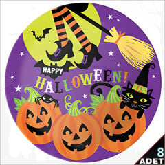 Happy Halloween Karton Tabak, 22cm x 8 Adet