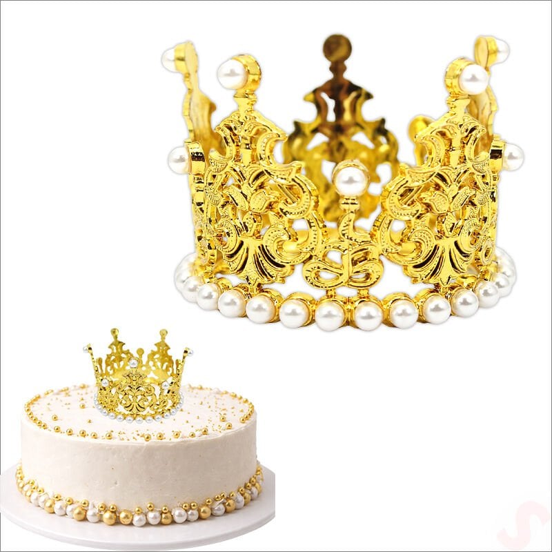 İncili Plastik, Pasta Süsleme Tacı 8 cm x 5 cm - Altın