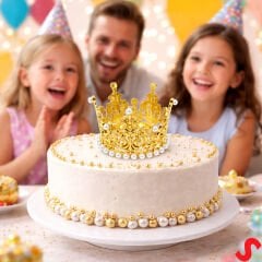 İncili Plastik, Pasta Süsleme Tacı 8 cm x 5 cm - Altın