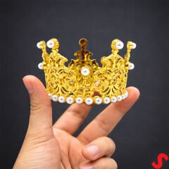İncili Plastik, Pasta Süsleme Tacı 8 cm x 5 cm - Altın