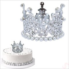 İncili Plastik, Pasta Süsleme Tacı 8 cm x 5 cm - Gümüş