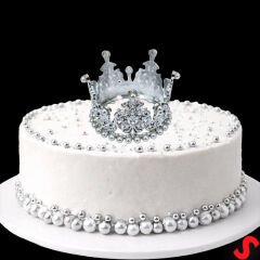 İncili Plastik, Pasta Süsleme Tacı 8 cm x 5 cm - Gümüş