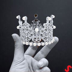 İncili Plastik, Pasta Süsleme Tacı 8 cm x 5 cm - Gümüş