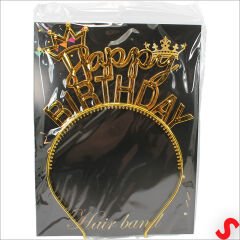 Taçlı Happy Birthday Plastik Taç - Altın