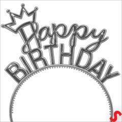 Taçlı Happy Birthday Plastik Taç - Gümüş