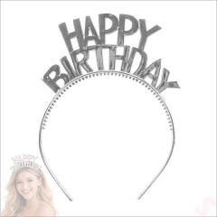 Happy Birthday Plastik Taç - Gümüş