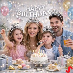 Happy Birthday Plastik Taç - Gümüş