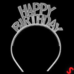 Happy Birthday Plastik Taç - Gümüş