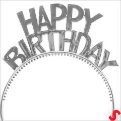 Happy Birthday Plastik Taç - Gümüş