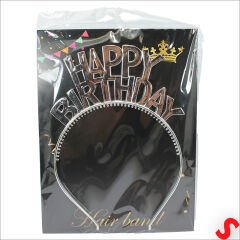 Happy Birthday Plastik Taç - Gümüş