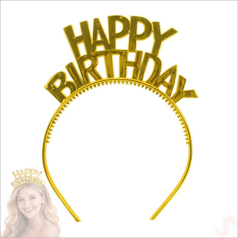 Happy Birthday Plastik Taç - Altın