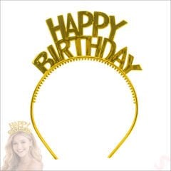 Happy Birthday Plastik Taç - Altın