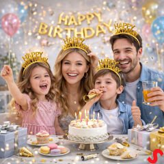 Happy Birthday Plastik Taç - Altın