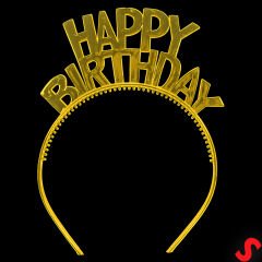 Happy Birthday Plastik Taç - Altın