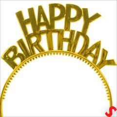 Happy Birthday Plastik Taç - Altın