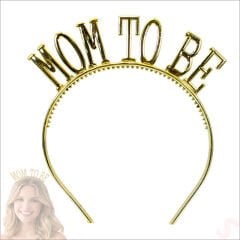 Mom To Be, Parlak Metal Görünümlü Plastik Taç - Altın