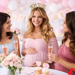 Mom To Be, Parlak Metal Görünümlü Plastik Taç - Altın